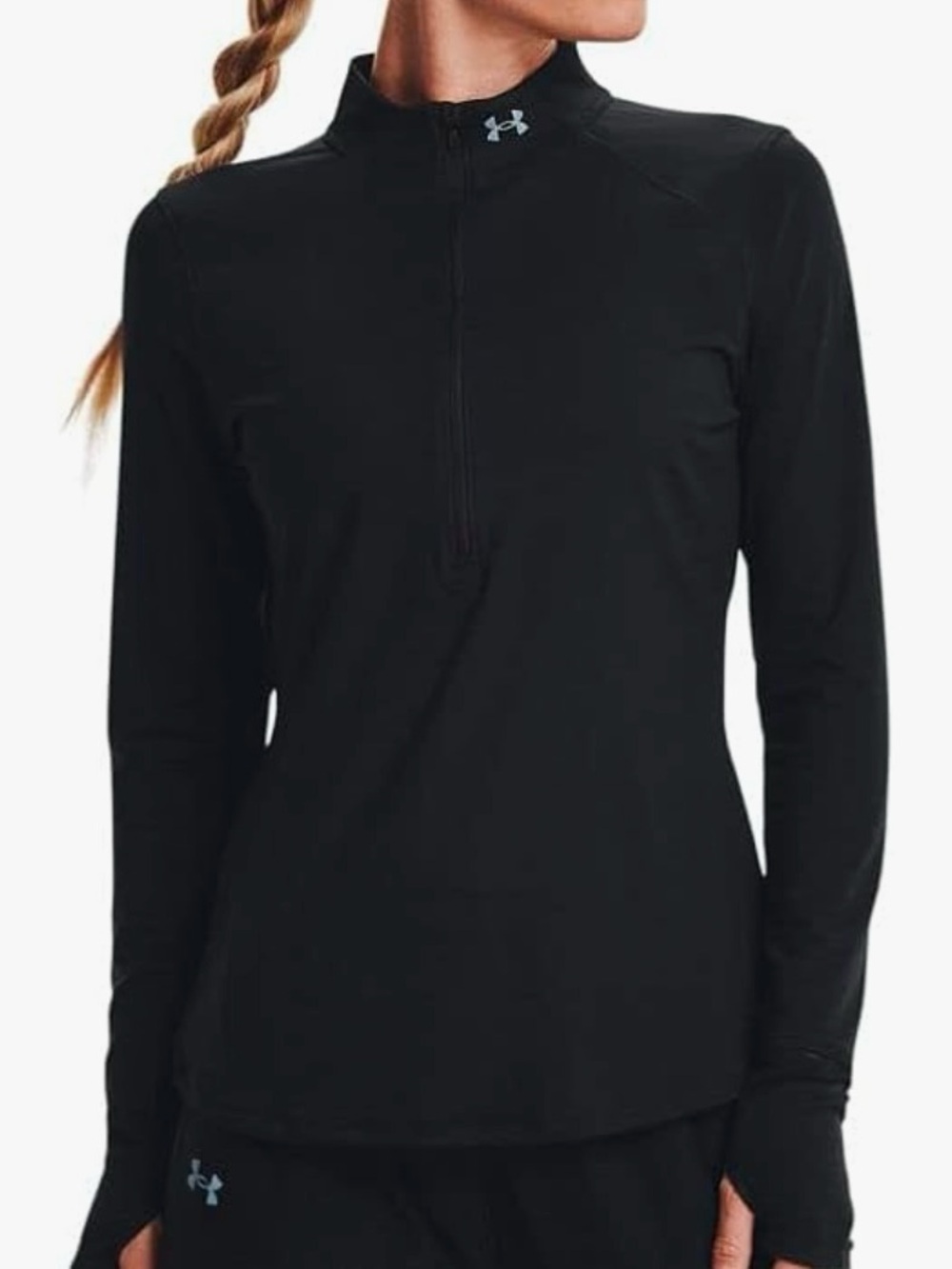 New Under Armour Black Qualifier Quarter Half Zip Thumb Holes Reflective Jacket